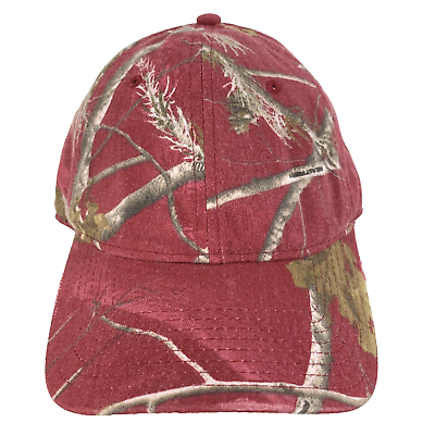 #ad Realtree Womens Camouflage Hat Logo Hunt Deer Baseball Adjustable Red Camo Cap