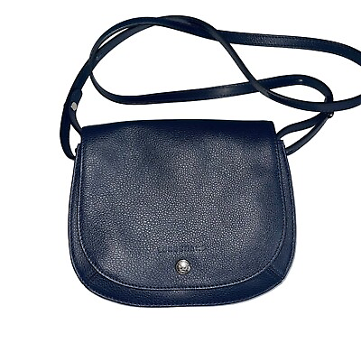 #ad Longchamp Le Foulonne Crossbody Bag Navy Blue Genuine Leather Adjustable Strap