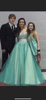 #ad Beautiful mint Green Blue Gown