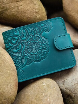 #ad Dark Teal Women#x27;s Leather Wallet Small