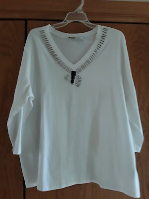 #ad Units Womens Size 2X Embellished White Top Tunic