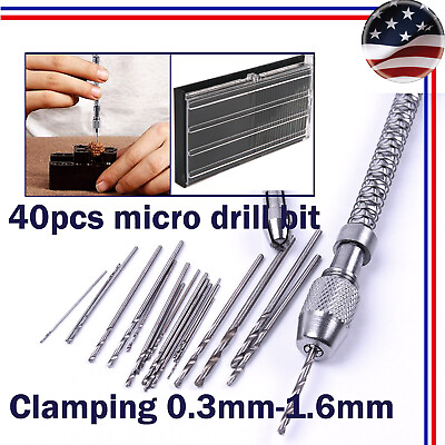 #ad Pin Hand Drill amp; Mini Twist Drill Bit Set 40 Pcs Micro Drill Bit Set for Jewelry
