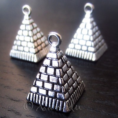 #ad Egyptian Pyramids 20mm Antiqued Silver Plated Charms C9507 2 5 Or 10PCs