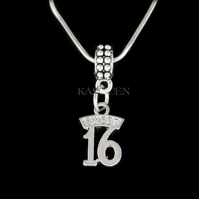 #ad Sweet Turning 16 years old 16th Birthday Girl Gift Daughter Charm Chain Necklace