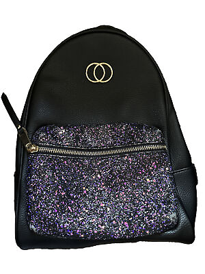 #ad Limited Aldo Backpack Black Color With Gold Hardware And Purple Pre Owned