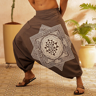 #ad Harem Pant Sri Chakra Print Hippie Comfy Yoga Festival Boho Gypsy Clothing Hippy