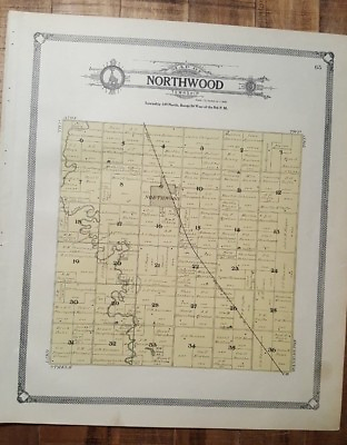 #ad Antique MAP NORTHWOOD WASH. Atlas Of Grand Forks Co. NDakota Ogle amp; Co. 1909
