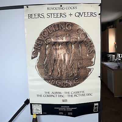 #ad Revolting Cocks 1990 Beers Steers Vinyl CD Original Poster Vintage Wax Trax 36”