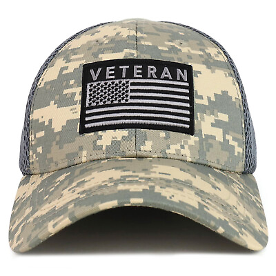 #ad Veteran USA Black Grey Flag Tactical Patch Air Mesh Flex Cap FREE SHIPPING