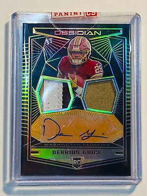 #ad 2018 Obsidian Derrius Guice Dual Patch Auto Autograph Rookie RC Sealed 50