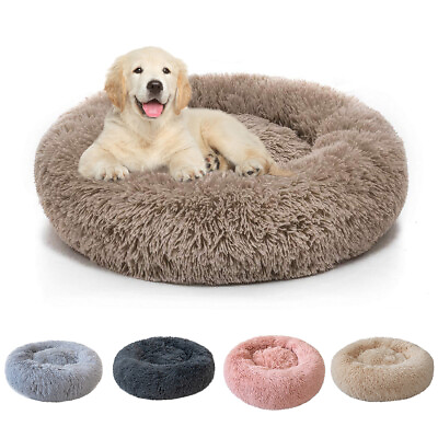 Donut Plush Pet Dog Cat Bed Fluffy Soft Warm Calming Bed Sleeping Kennel Nest $24.98