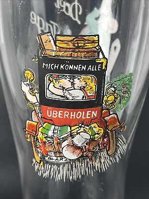 #ad 1978 Mich Konnen Alle Uberholen Glass Boot German Beer Stein .51 Animation 7.75”