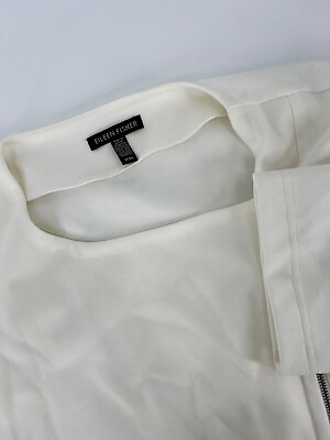 #ad Eileen Fisher Ponte Moto Jacket Womens Size Medium White Asymmetrical Zip Casual