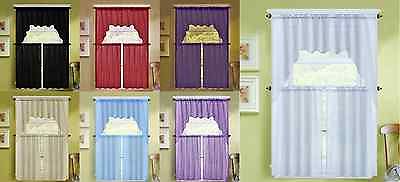 #ad 1 SET KITCHEN DRESSING WINDOW CURTAIN VOILE SHEER DRAPE TIERS SWAG VALANCE K66