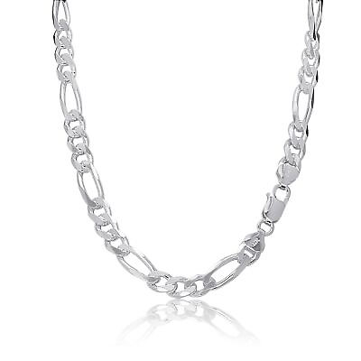 #ad 18quot; 925 Solid Sterling Silver Italian Figaro Chain Necklace