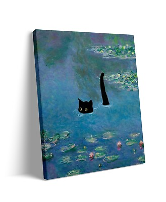 #ad Cat Canvas Wall Art Black Cat Poster Funny Cat Canvas Print Oil Prints on Canvas