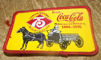 #ad 1976 4.5quot; x 3quot; coca cola 1901 1976 75 years cloth patch new