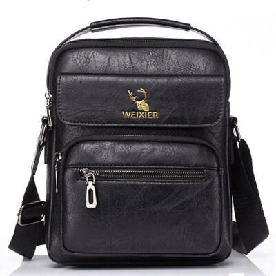 Men Crossbody Bag Leather Small Man Shoulder Handbag for iPad 9.7quot; Travel Office $16.29