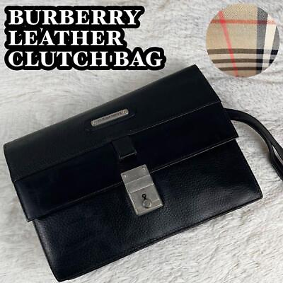 #ad Burberry Kiwami Burberry Leather Clutch Bag Push Lock Black