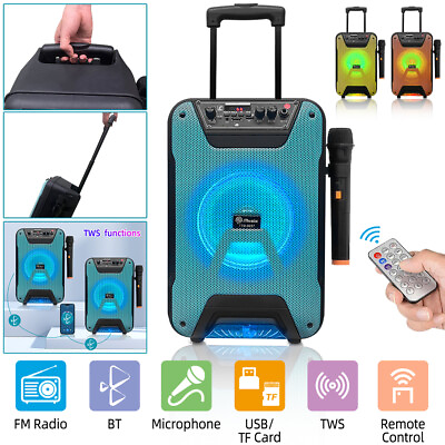 #ad 1000W Wireless Portable Speaker Microphone Set System Bass Bluetooth Subwoofer