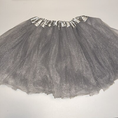 #ad Jane Shine Girl#x27;s Silver Grey Tutu Skirt Fluffy Ballet 3 Layered Satin Waist