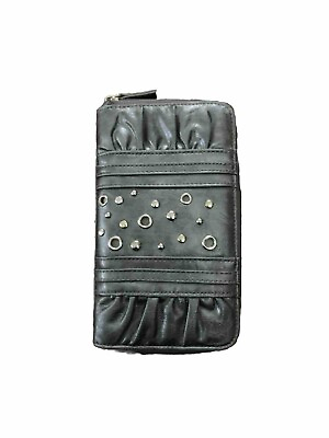 #ad Studded Grey And Silver Clutch Envelope Wrap Zipper Women’s Wallet Pocketbook.