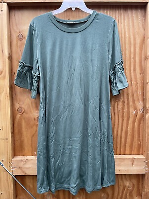 #ad Large Dark Green Shirt Sleeve Ruffle Dress Charming Charlie