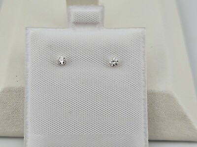 #ad ESTATE 0.10 Carat 2.5mm Natural WHITE DIAMOND Sterling Silver Stud Earrings