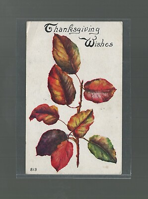 #ad Postcard Thanksgiving Fall Tree Branch Hoboken New Jersey US Sc 397 Balboa 1914