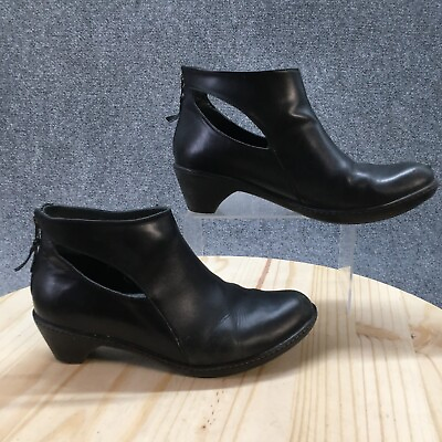 #ad Dansko Boots Womens 40 Bonita Cut Out Ankle Booties Heels Black Leather Back Zip