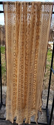 #ad #ad Dupatta Long Stole Scarf Gold Embroidered Circles Satin Trim. 80quot; x 36quot;