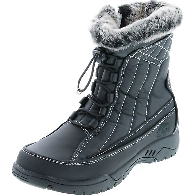 Totes Boots Black Waterproof Snow Side Zippers Faux Fur Lined NWB Size 8