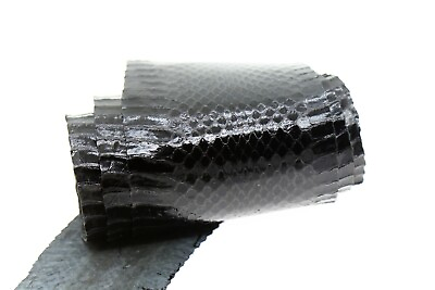 #ad Asia Cobra Snake Skin Belly Hide Leather Snakeskin Craft Supply Glossy Black