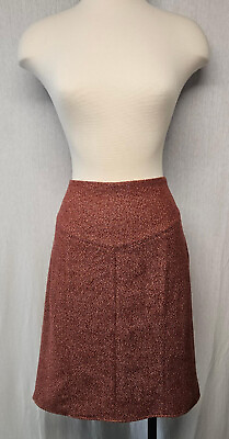 #ad Diane Von Furstenberg Collins Rust Red Orange Wool Blend Pencil Skirt Size 12