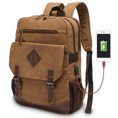 #ad Canvas Backpack for Men Women Vintage Rucksack Fits Most 15.6 Inch Laptop Boo...