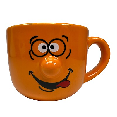 #ad Silly Face 3D Orange Ceramic Mug Cup Novelty Cute Emoji Kids Child Hot Cocoa