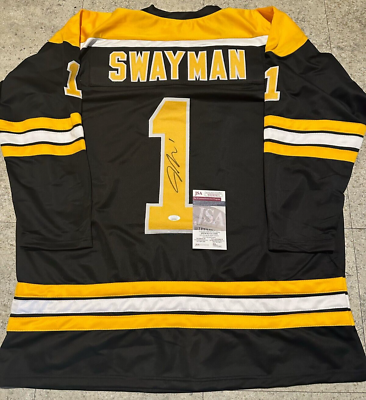 #ad Jeremy Swayman Boston Bruins Autographed Signed Black Style Jersey XL coa JSA
