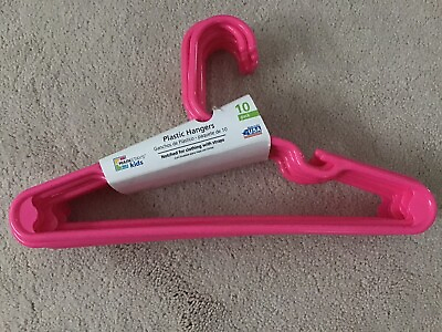 #ad NEW Mainstays Kids 10 Pack Plastic Hangers Fuchsia Burst Color Notch for Straps