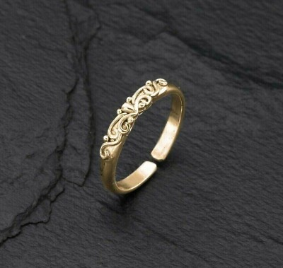 #ad 925 Sterling Silver Womens Adjustable Toe Ring 14k Yellow Gold Plated