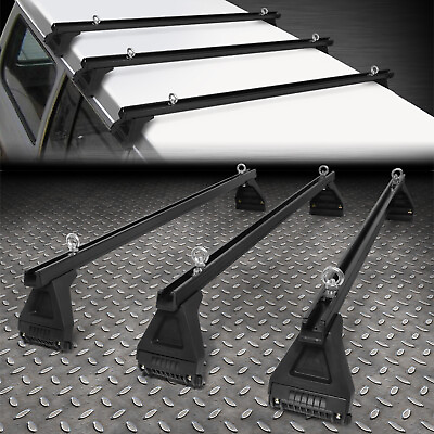#ad 3Pcs 58quot; Universal Aluminum Top Roof Rack Rail Cross Bar Cargo Carrier Black