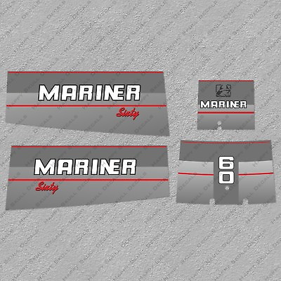#ad Mariner 60hp Sixty Two Stroke outboard engine decals sticker set reproduction