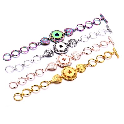 #ad 10pcs 18mm Snap Charms Bracelet Heart Charms Fit 18mm Snaps Snap Jewelry 07141