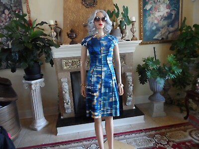 #ad Lela Rose Blue Multi Color Sheath Dress Size S