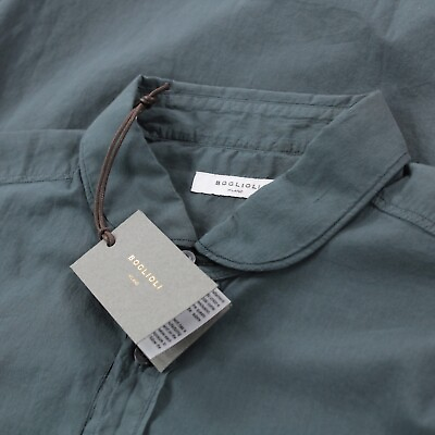 Boglioli NWT Pop Over Casual Sport Shirt Size 16 41 L Solid Green 100% Cotton $314.99