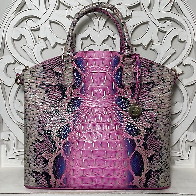#ad Brahmin Large Duxbury Pink Cobra Melbourne Leather Satchel Handbag $345