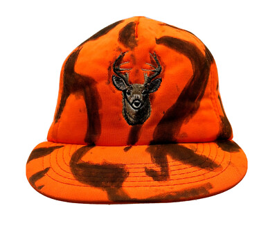 #ad Vintage Orange Camo Hunting Deer Baseball cap Adjustable Ear Covers