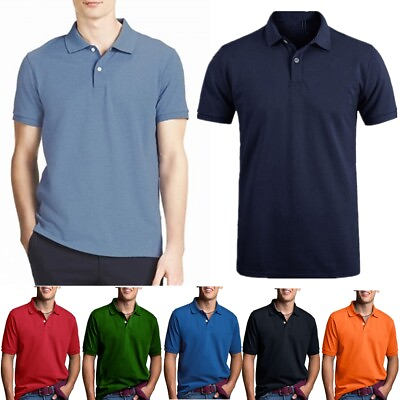 #ad Men Dry Fit Polo Shirt Cotton T Shirt Jersey Golf Sport Short Sleeve Casual