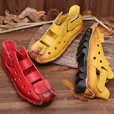 #ad Stylish Womens Summer faux Leather Hollow out Flat Sandal Ethnic Casual Shoes