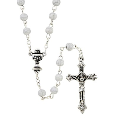 #ad White First Communion Rosary 1 1 2quot; Crucifix Rosario Blanco de Primera Comunion
