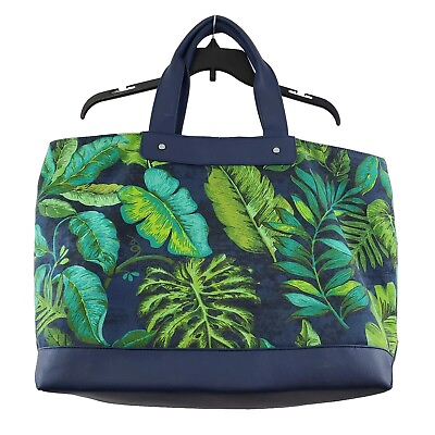 #ad Large Jo Ann Tote bag Tropical Blue Green 22.5 x 14 Lined Cotton Beach Travel
